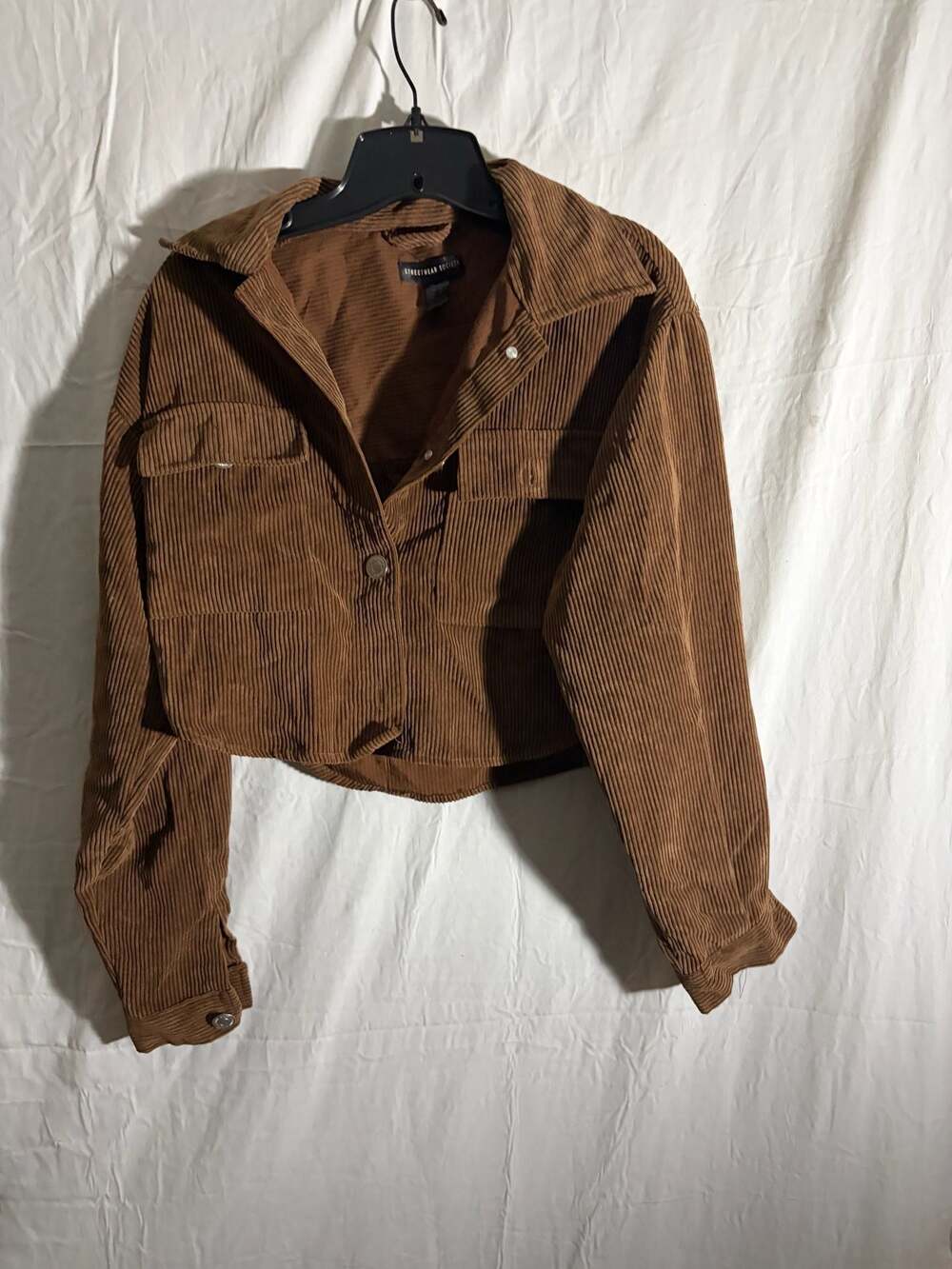 Streetwear Society Brown Corduroy Cropped Button-Down Jacket